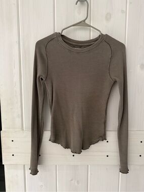 Free People- Long Sleeve Waffle Knit Top